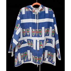 Michigan Rag Co Vintage Row Boat Nautical Oversized Hooded Chore Jacket L/XL
